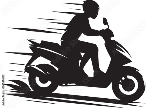 Modern scooter bike rider silhouette vector illustration isolated on a white background