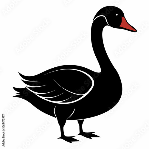 Vector goose silhouette black illustration on a white background