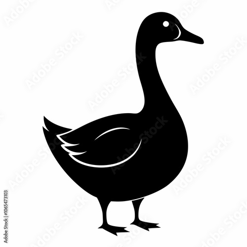 Vector goose silhouette black illustration on a white background