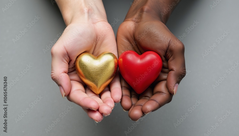 Fototapeta premium Two intertwined hands symbolize racism and equality in vibrant colors