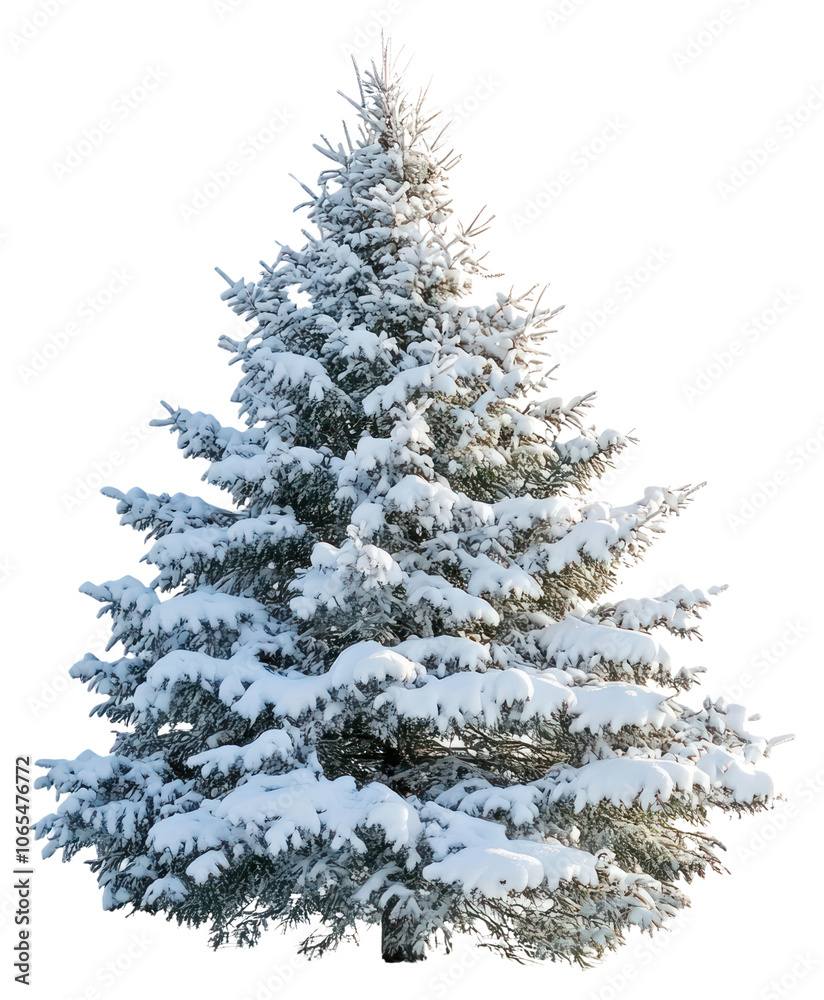Fototapeta premium PNG Snowy christmas tree snow-covered evergreen landscape.