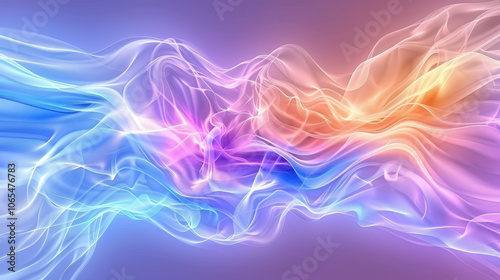 Ethereal waves of color blend seamlessly, creating mesmerizing visual experience. oscillating patterns evoke sense of tranquility and fluidity, captivating viewers imagination