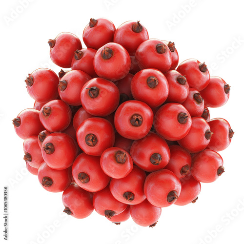 Fresh Red Berries Cluster on White Background