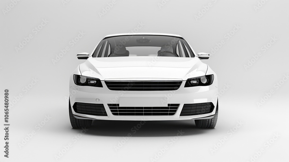 Fototapeta premium Car Front. White Luxury Vehicle Design in Studio Isolation