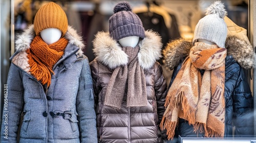 Cozy Winter Fashion Display in Storefront Window photo