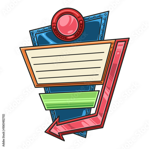 Decorative colorful signboard with arrow