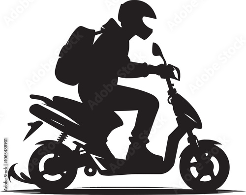 Modern scooter bike rider silhouette vector illustration isolated on a white background