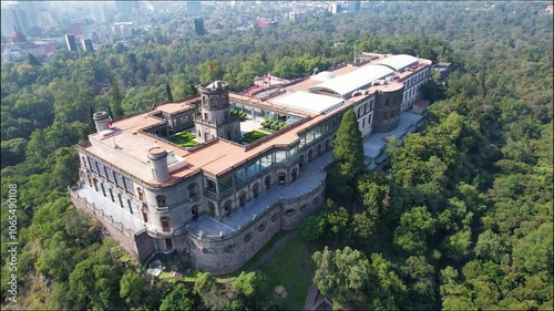 Aerial Drone View of Chapultepec Palace in Mexico City photo