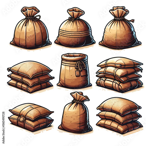 Sandbags set vector illustration 