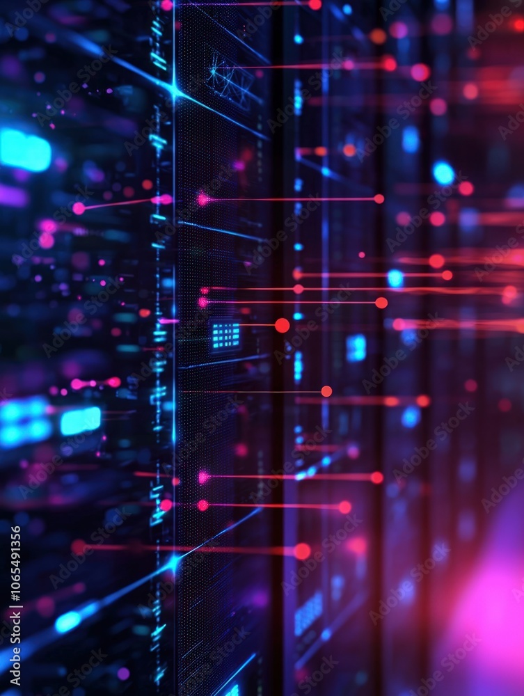 Obraz premium Visualize Data Flow with Modern Server Technology in Action