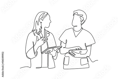 Medical concept. Single line draw design. Full length animation illustration.