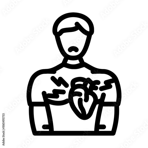heart man disease line icon vector. heart man disease sign. isolated contour symbol black illustration