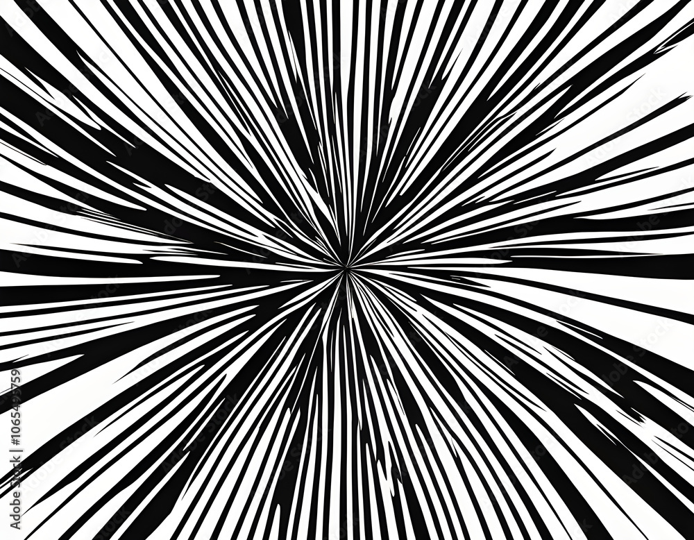 Obraz premium Abstract black and white radial lines pattern background.
