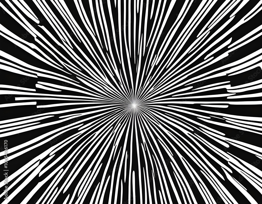 Obraz premium Abstract black and white radial lines pattern background.