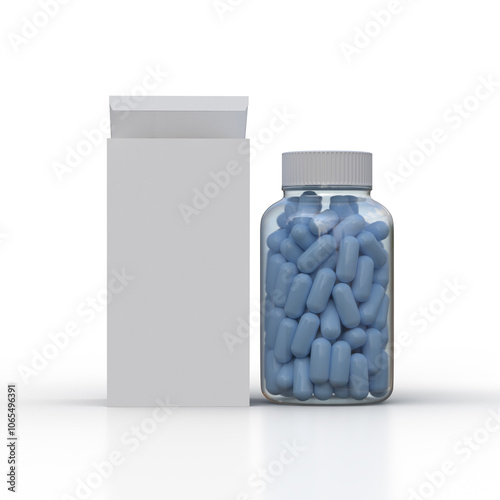 Mockup-Friendly Digital Image of Supplement Pill Bottle