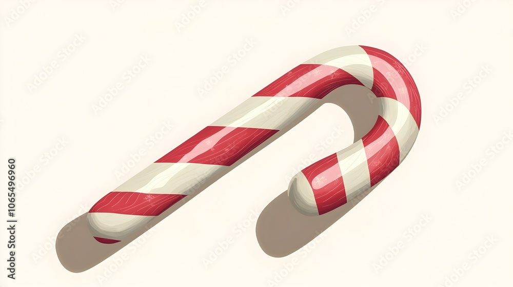 Obraz premium Festive Candy Cane in Minimalist Red and White Striped Design