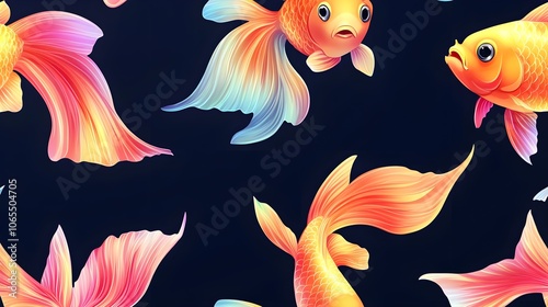 Colorful Goldfish with Long Tails photo