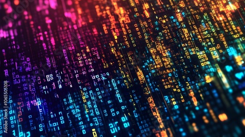 Wallpaper Mural Encrypted Binary Code Background with Multicolored Digital Matrix, technology, abstract, colorful, data Torontodigital.ca