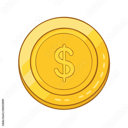  gold coin vector art,  flat illustration  gold coin icon.