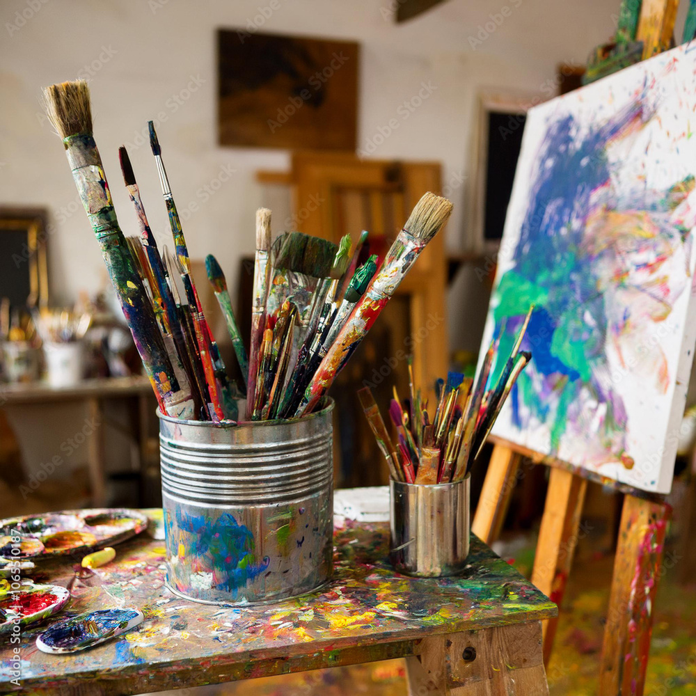 Vibrant Artist Workspace Full of Inspiration Vibrant Artist Workspace Full of Inspiration