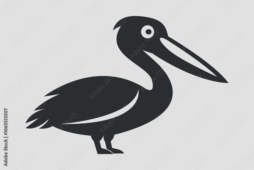 Fototapeta premium black silhouette pelican bird icon vector illustration for nature wildlife and animal designs