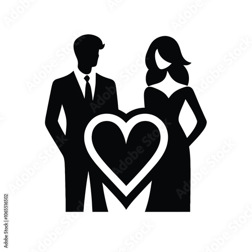 Couple Silhouette with Heart