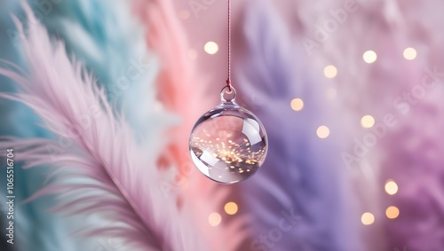 Dreamy Crystal Ball with Pastel Bokeh Effect and Feathery Textures
