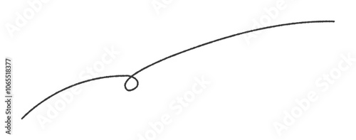 手書きのくるんとカールしている黒い横長の線のあしらい - シンプルでおしゃれなデザイン素材