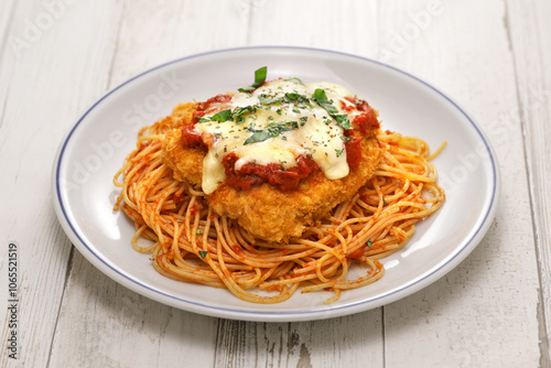 chicken parmesan pasta, American cuisine