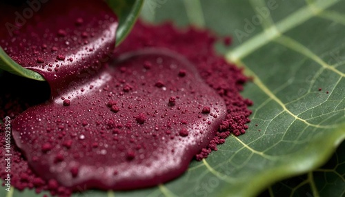 Burgundy Hair Dye on Leaf Close-Up photo