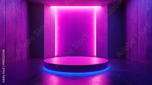 3D magenta podium, product stand in an empty studio room

 photo