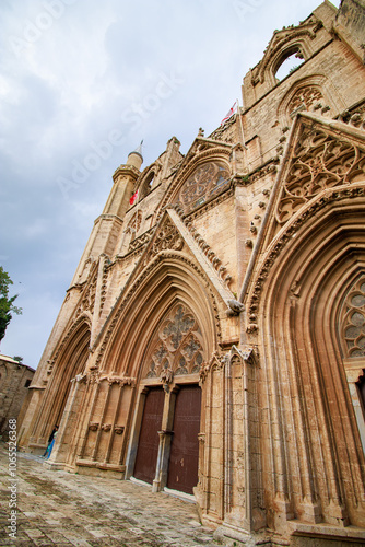 Rayonnant Gothic style st Nicholas cathedral, Lala Mustafa Pasha mosque Famagusta (Magosa) Cyprus  photo