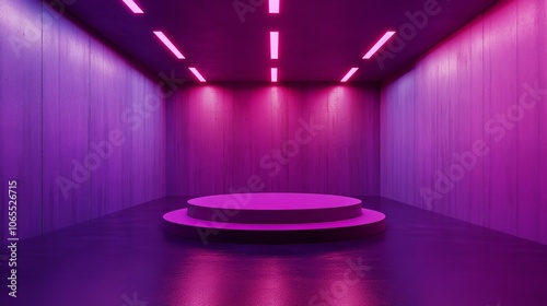 3D magenta podium, product stand in an empty studio room

 photo