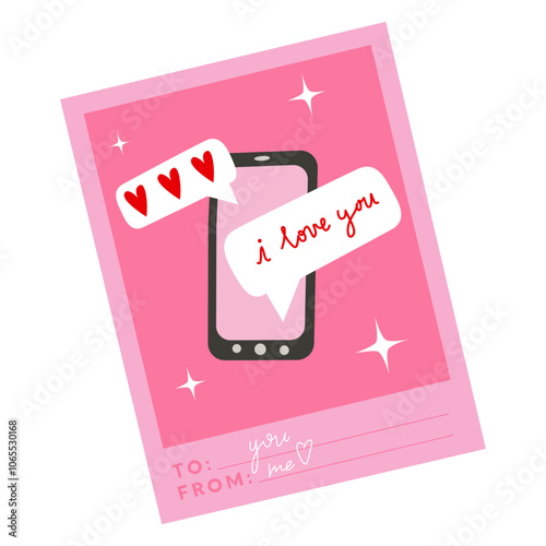 Valentine's day, aesthetics love illustration for 14 February holiday. Love illustration for greeting card. Valentine's day pink retro card design set. Love airplane and love message vintage postcard