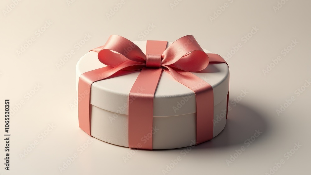 Fototapeta premium Elegant round gift box with a satin ribbon on top, perfect for seasonal or celebratory designs