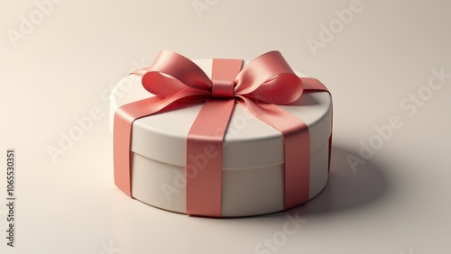 Elegant round gift box with a satin ribbon on top, perfect for seasonal or celebratory designs