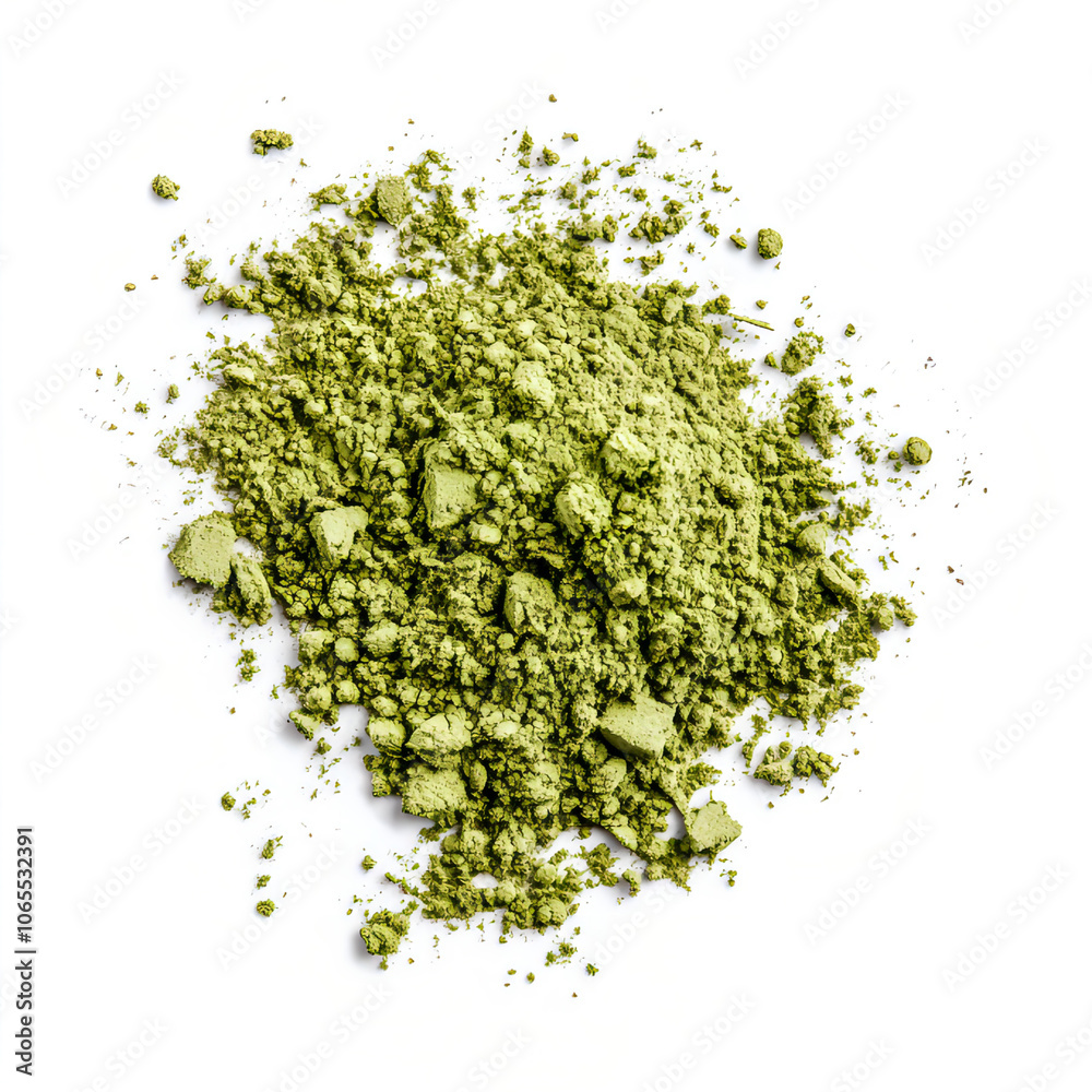 Obraz premium Matcha Powder Pile Isolated on White Background