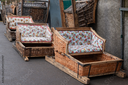 Sledges ready for a ride down the hill, Funchal, Madeira