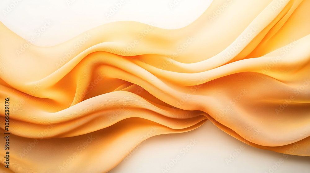 Fototapeta premium Abstract flowing fabric texture with smooth, undulating orange waves and soft lighting, conveying a sense of movement and fluidity.