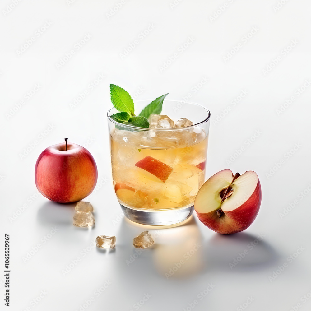 Fototapeta premium Apple Cider Cocktail with Ice and Mint