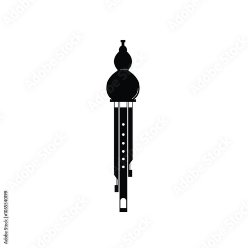 Traditional Chinese musical instrument logo illustration, hulusi silhouette suitable for music stores and communities