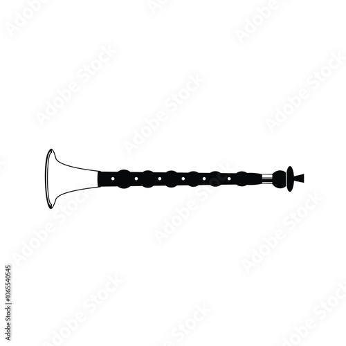 Traditional Chinese musical instrument logo illustration, suona silhouette suitable for music stores and communities