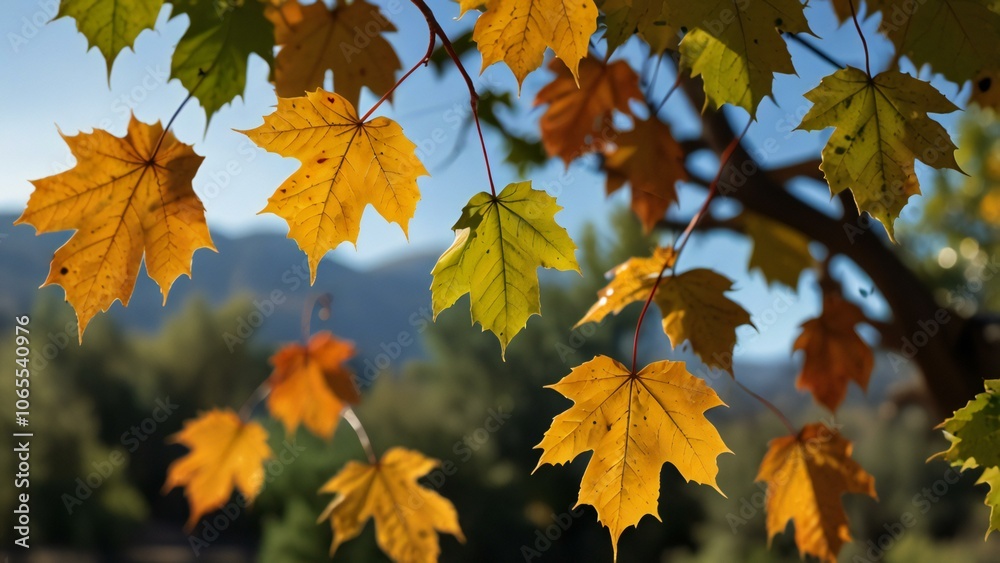 Obraz premium autumn leaves in the sky