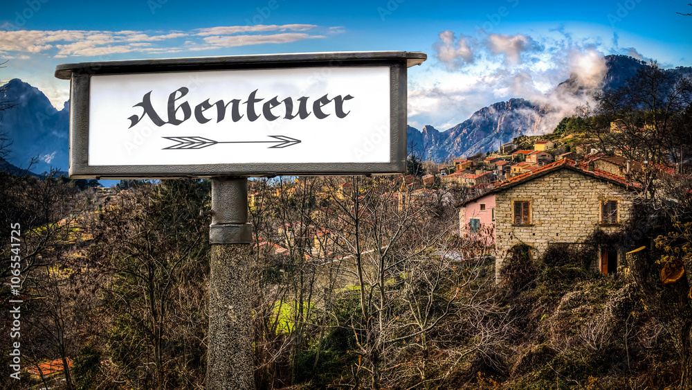 Fototapeta premium Signposts the direct way to Adventure
