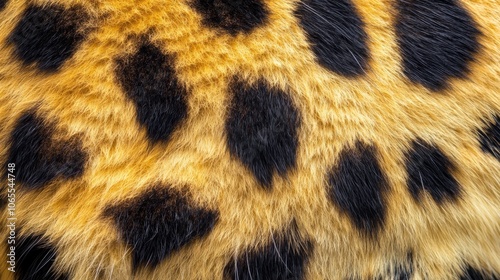 Ocelot skin texture featuring intricate patterns of yellow and black spots, showcasing the unique beauty of this wild feline's coat photo