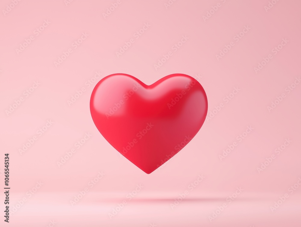 Realistic Red Heart on Soft Pink Background Realistic Red Heart on Soft Pink Background
