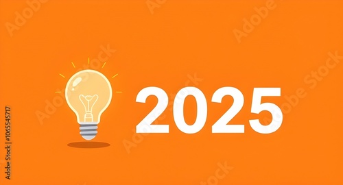 light bulb idea concept with year 2025