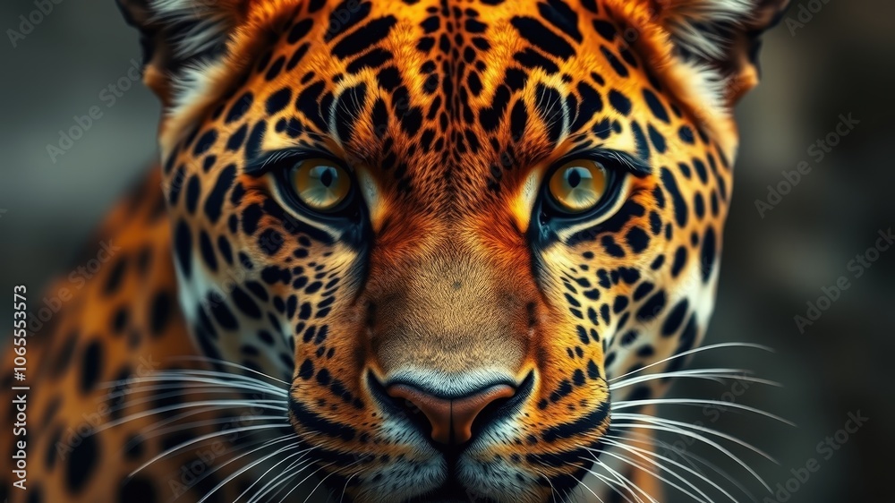 Obraz premium A Close-Up View of a Leopard's Intense Gaze, Capturing the Wild Beauty of Nature's Predator