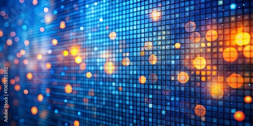 Wallpaper Mural Abstract Digital Grid with Warm Glowing Circles Torontodigital.ca