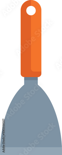 Putty knife is spreading putty, plaster, spackle, or filler